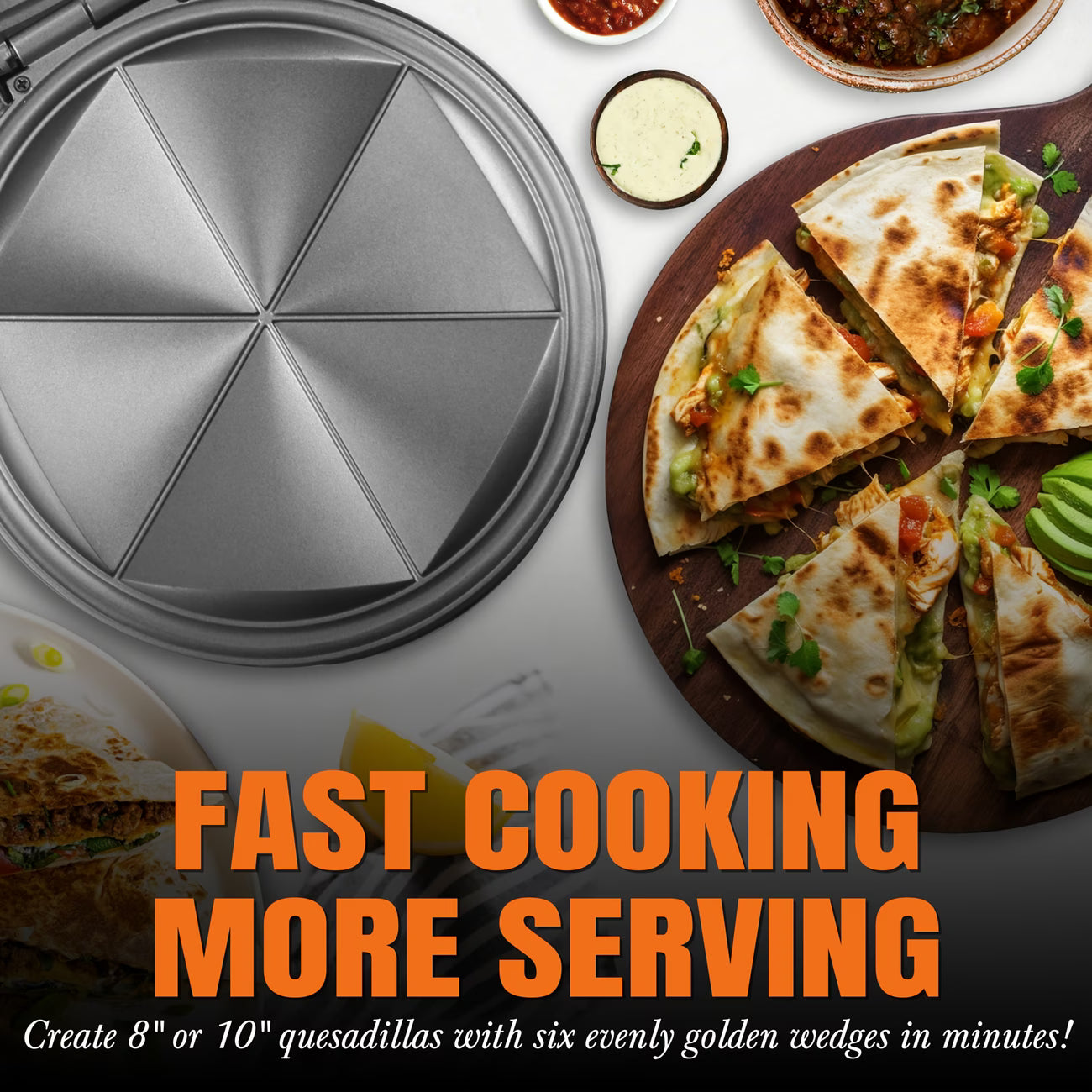 Electric Quesadilla & Grilled Cheese Maker Machine with Thermostat/Quick Cook